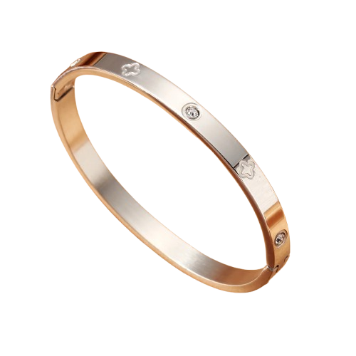 pulsera diamante y flor plata